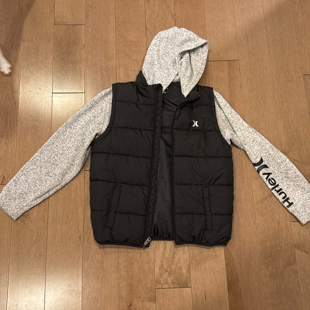 Hurley boys puffer hooded vest size XL